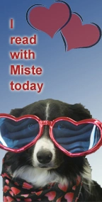 Border Collie wearing large heart shaped glasses